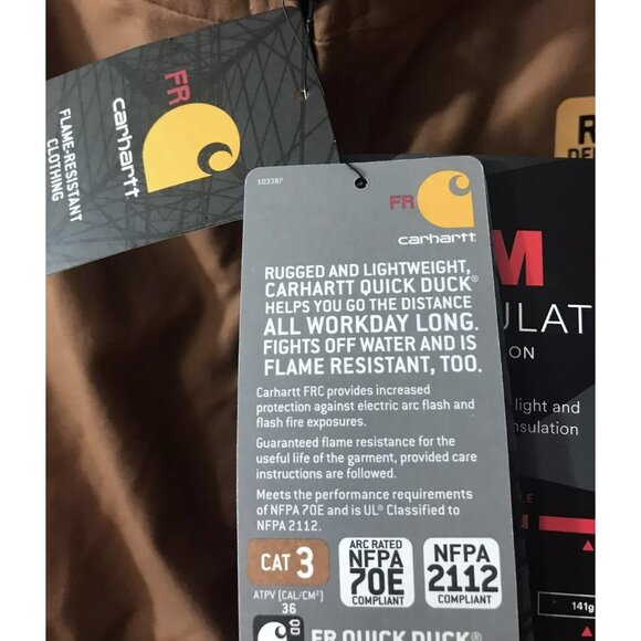 NEW $225 Carhartt Fire-Resistant Quick Duck Vest!  Brown  Insulated  DWR  103387 - Picture 4 of 4